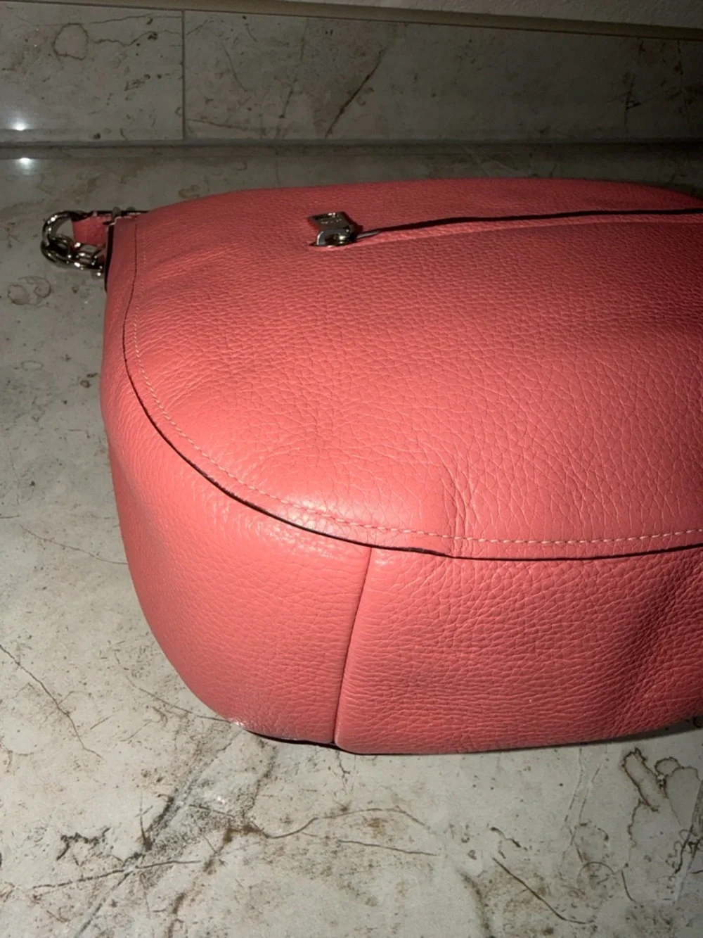 Coach Coral Pink Pebbled Leather Hobo Bag